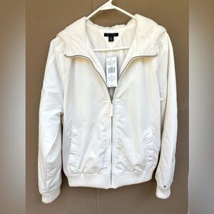 Tommy Hilfiger White Bomber Jacket with Hoodie